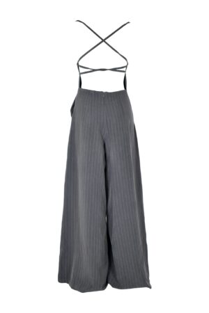 Stripes X Halter Jumpsuit Dark Grey – Studio 83