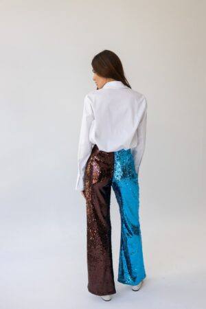 Sequin Pants  Blue Brown – Studio 83