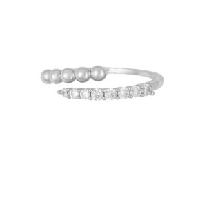 Silver Ring With White Zircon And Dots – Jewellery