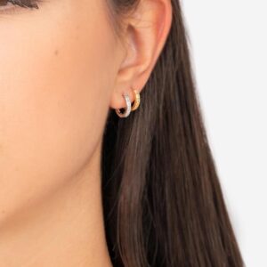 Silver Hoops With White Square Zircon – Jewellery