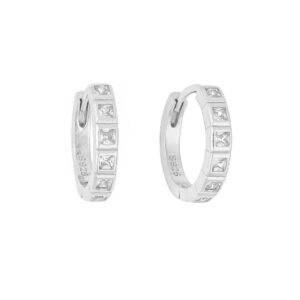 Silver Hoops With White Square Zircon – Jewellery