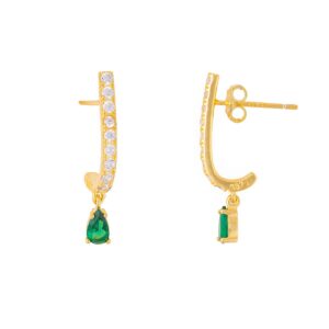 Green Drops With White Zircon Earrings – Jewellery
