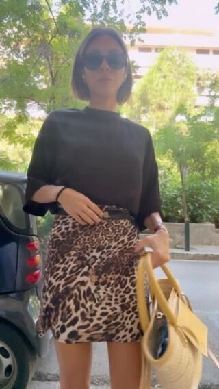 Black oversized t-shirt and animal mini skirt ~all time classic combo~ 
Coming next week 💁🏼‍♀️