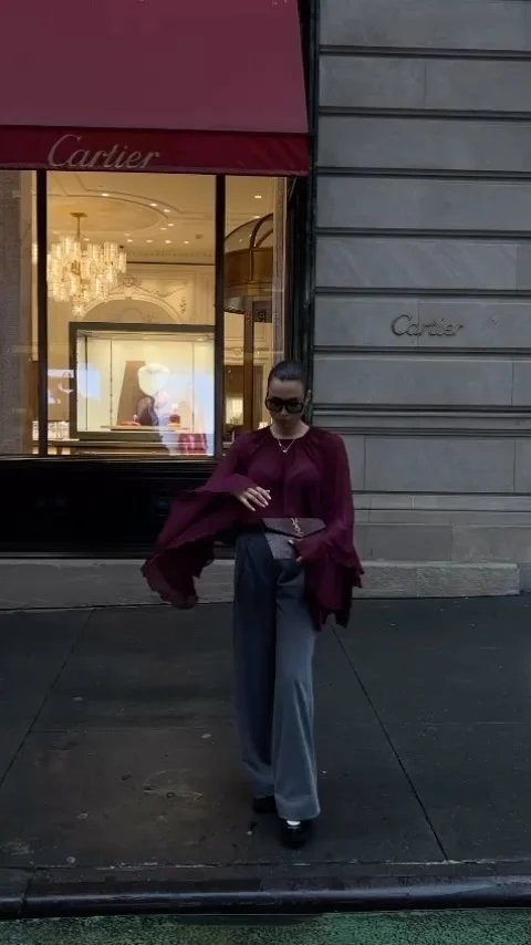 New York City bound 
Bohemian blouse and pants